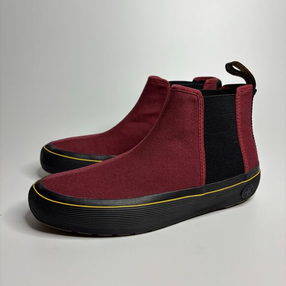 Dr. Martens Women's Phoebe Canvas Chelsea Sneaker Boots in Cherry Red - Picture 3 of 11